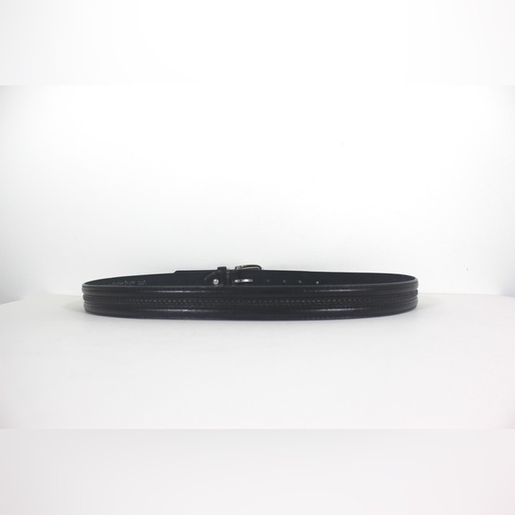 Vintage Black Canadian Longhorn Italian Style Leather Belt with Braided Detail - Picture 5 of 8